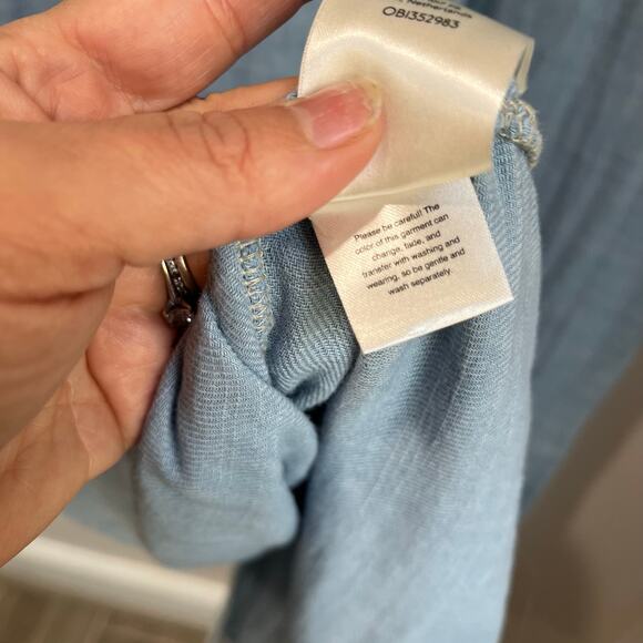 Free People Cinderella Story Shirtdress Size S Blue Denim Gauze Button Front - Picture 12 of 13